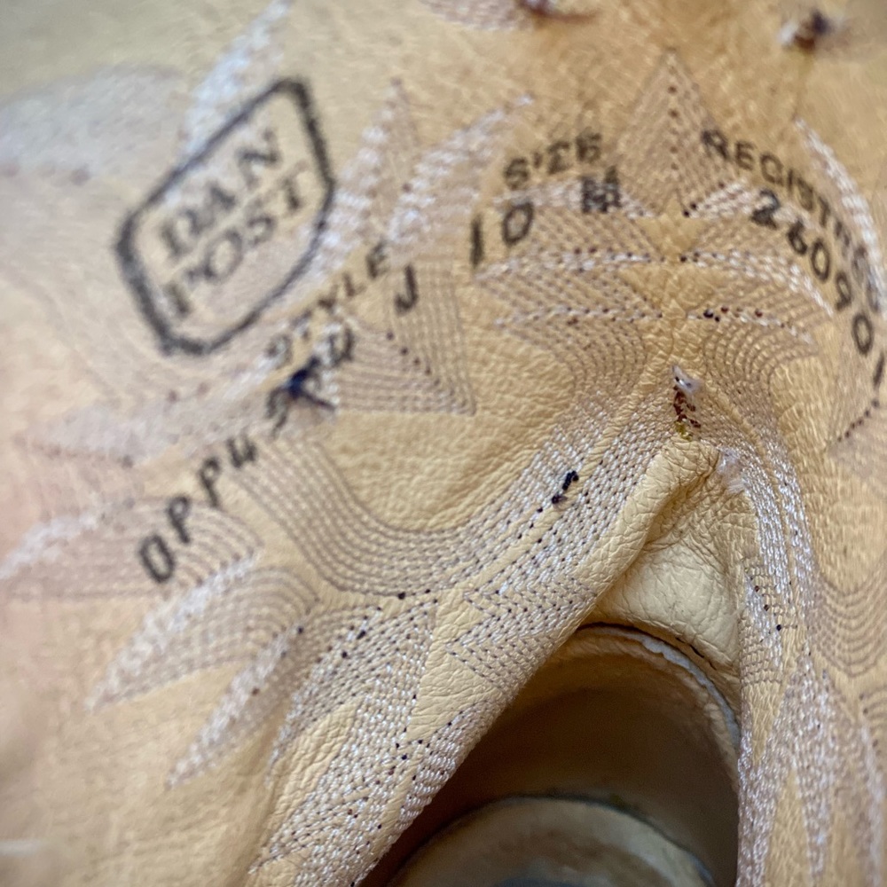 VINTAGE MENS DAN POST COWBOY LIZARD SKIN BROWN BOOTS SIZE 10M 4534